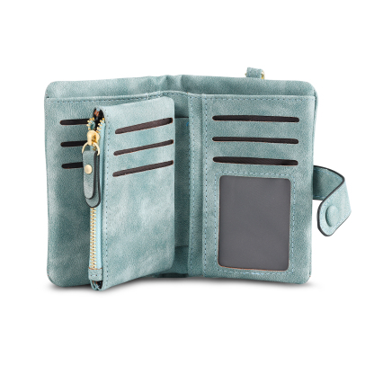 Green Color Personalized Birthday Flower Leather Wallet Engraving Name Wallet Gifts for Women