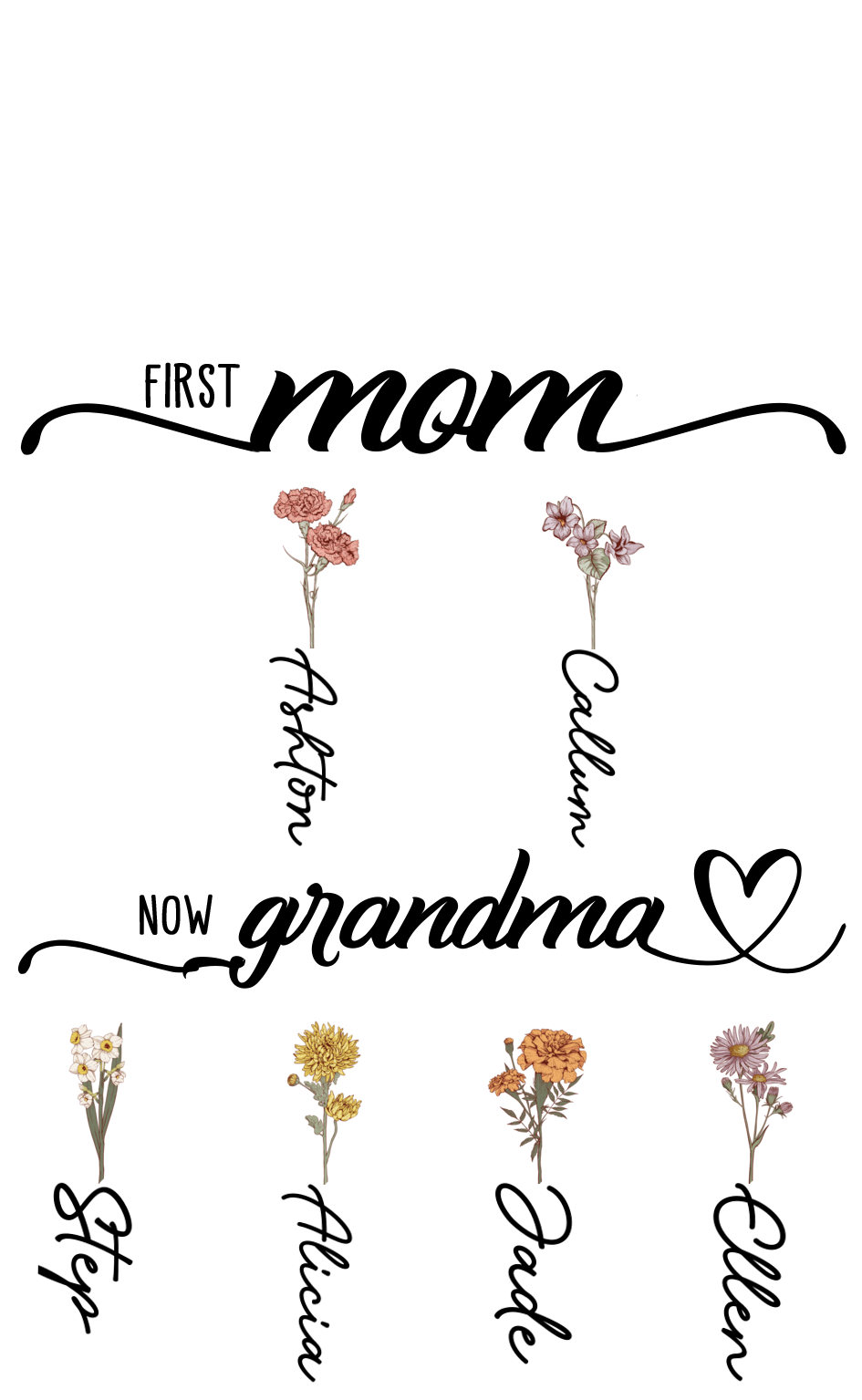 1-10 Names - Personalized Custom Text and Name Vase as A Gift for Family