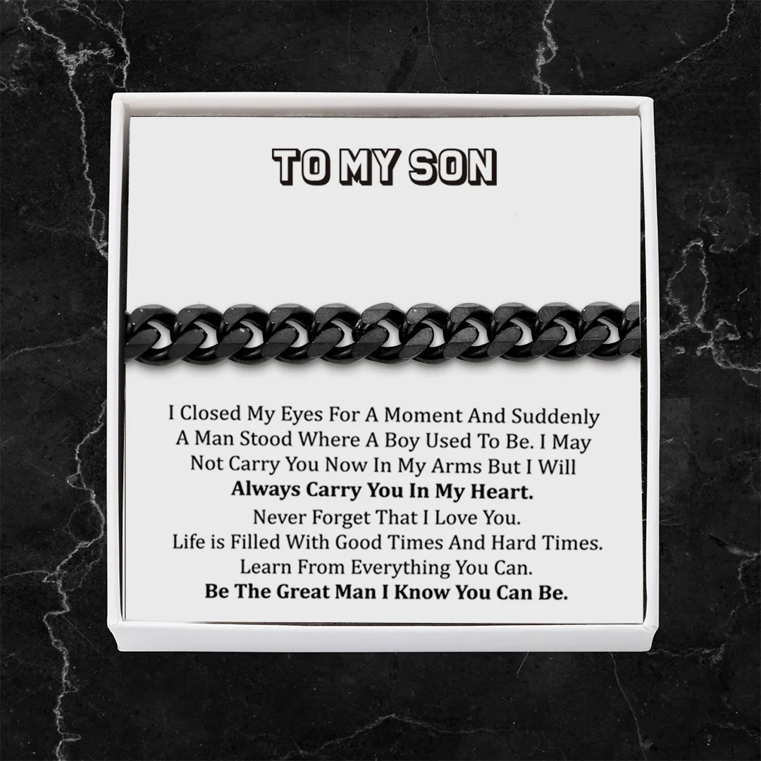 To My Handsome Son Cuban Chain Bracelet Stainless Steel Bracelet Warm Gift "I Love You Always and Forever"