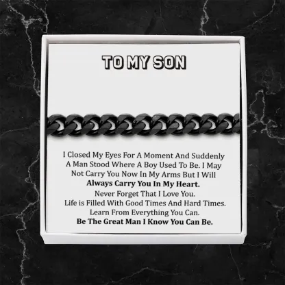 To My Handsome Son Cuban Chain Bracelet Stainless Steel Bracelet Warm Gift "I Love You Always and Forever"