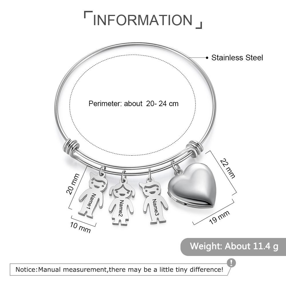 Personalized Heart Photo Locket Bracelet Custom Photo Bracelet Gifts For Mother