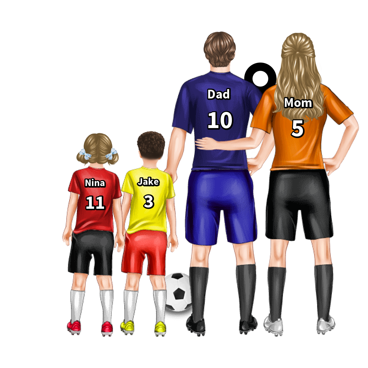 Personalized Acrylic Football Keychain for Family with Custom Name & Number – Ideal Gift for Soccer Lovers | Jessemade 