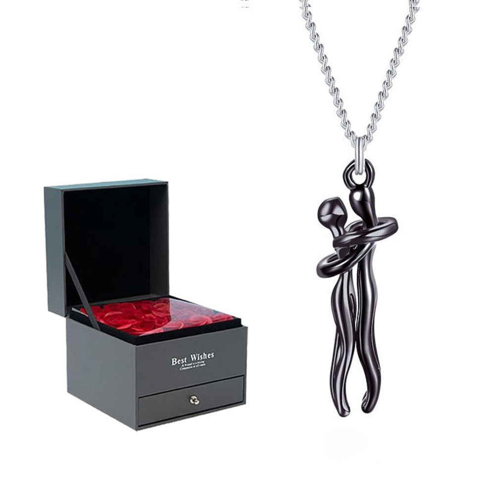 For Husband - Couple Hug Necklace Memorial Gifts " I want to hug you every day"