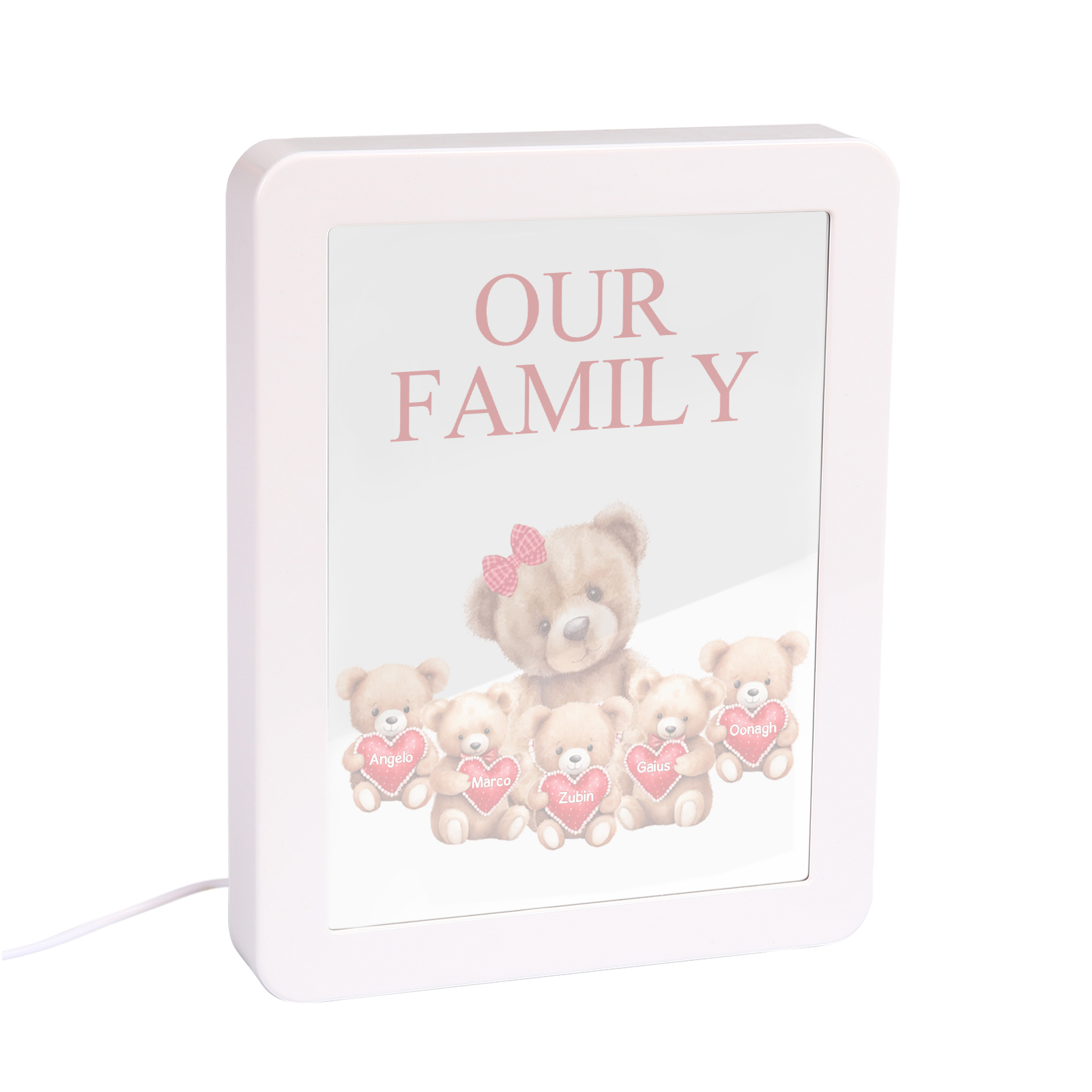 5 Names - Personalized Mum Home Bear Style Custom Text LED Night Light Gift for Mom