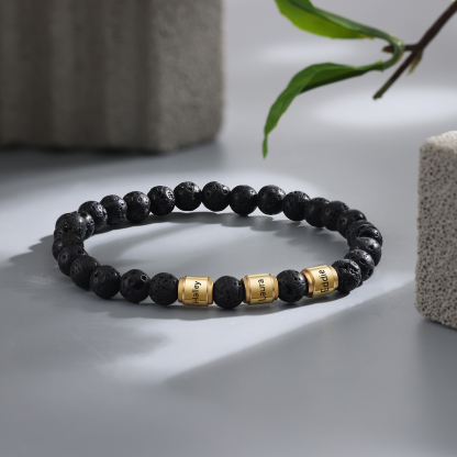 3 Names-Personalized Men's Bracelet Engraved Beads Bracelet Personalized Gift for Him