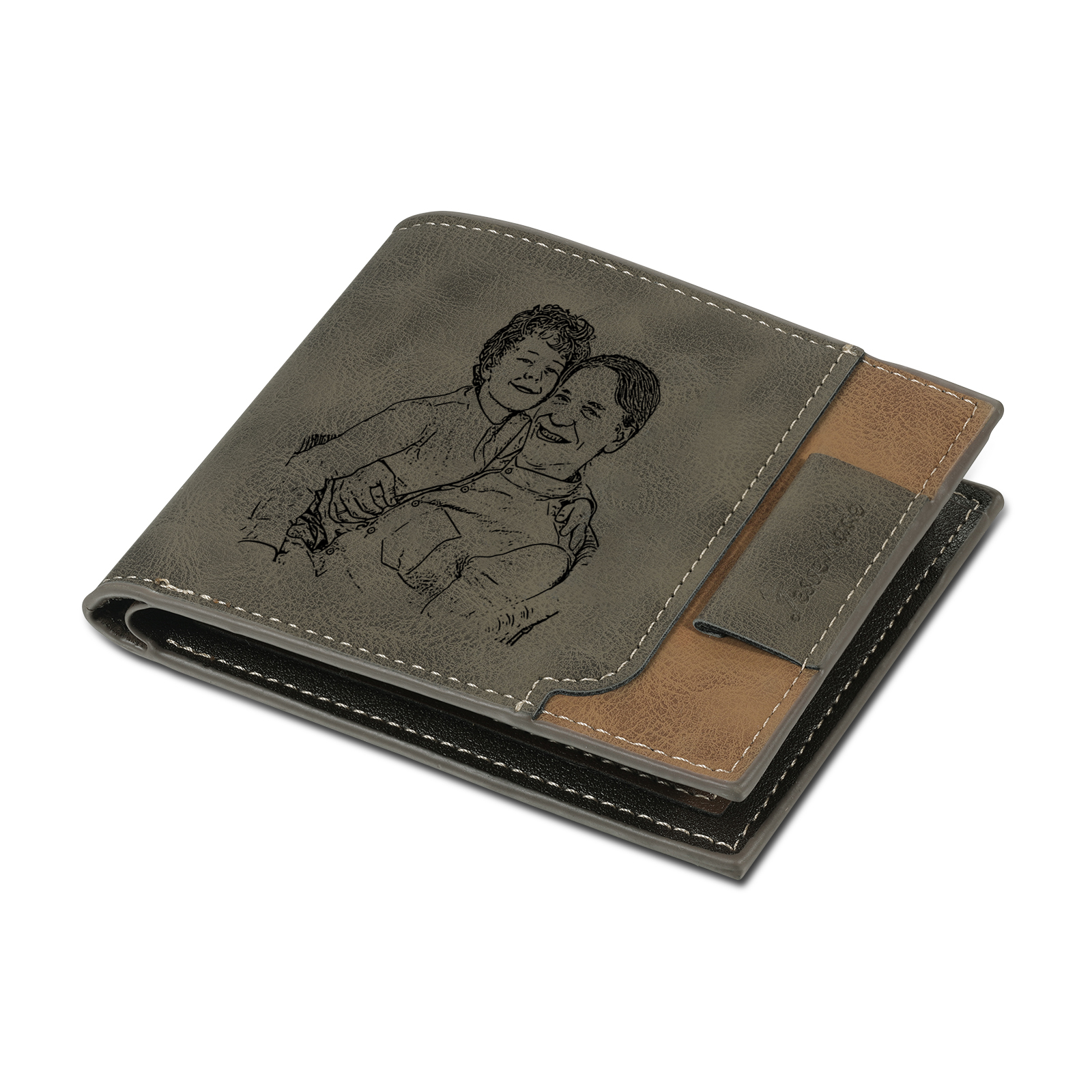 3 Names - Personalized Photo Custom Leather Men's Wallet as a Father's Day Gift for Dad