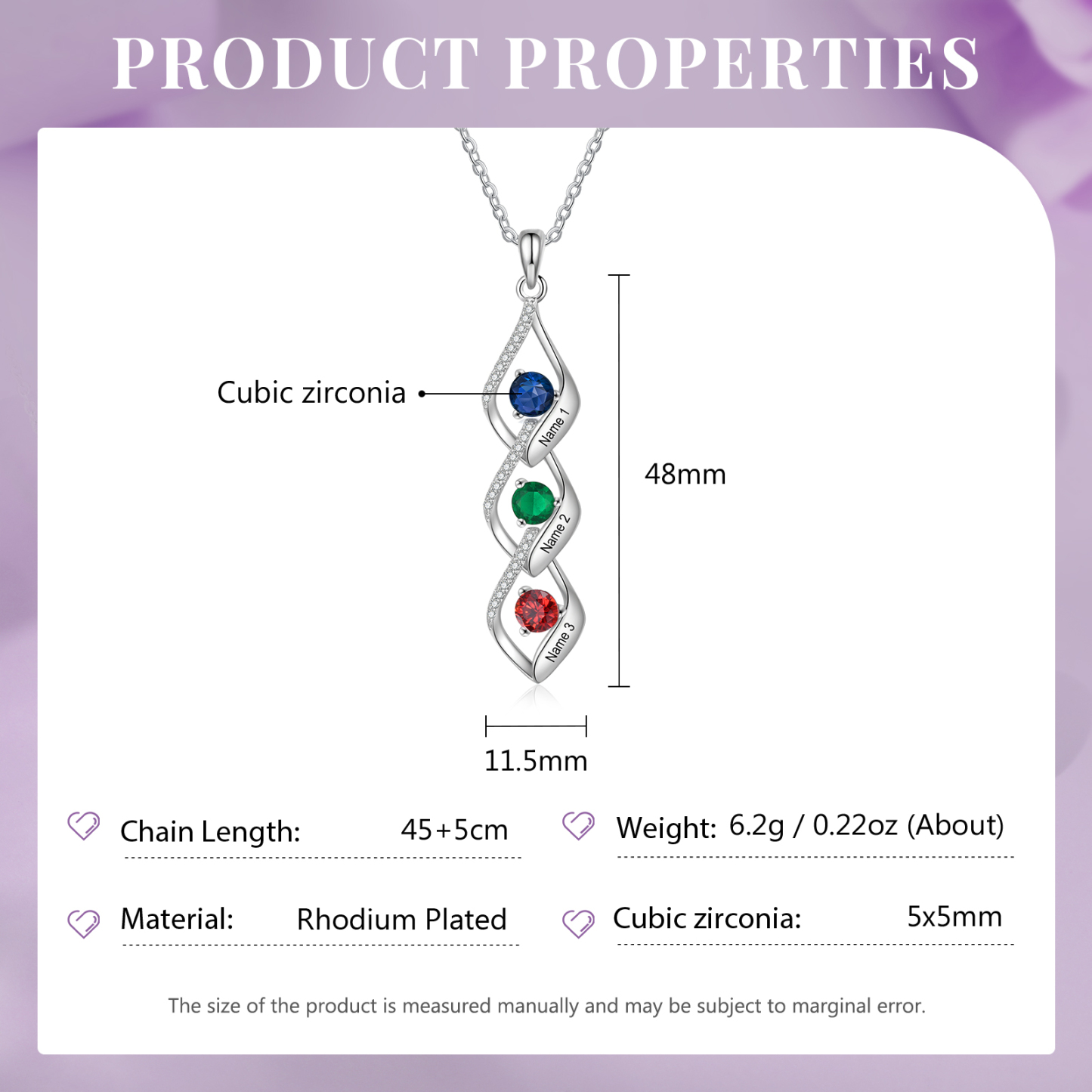 3 Names - Personalized Necklace Custom Birthstone Necklace Engraved with Name A special Gift For Mom/Grandma