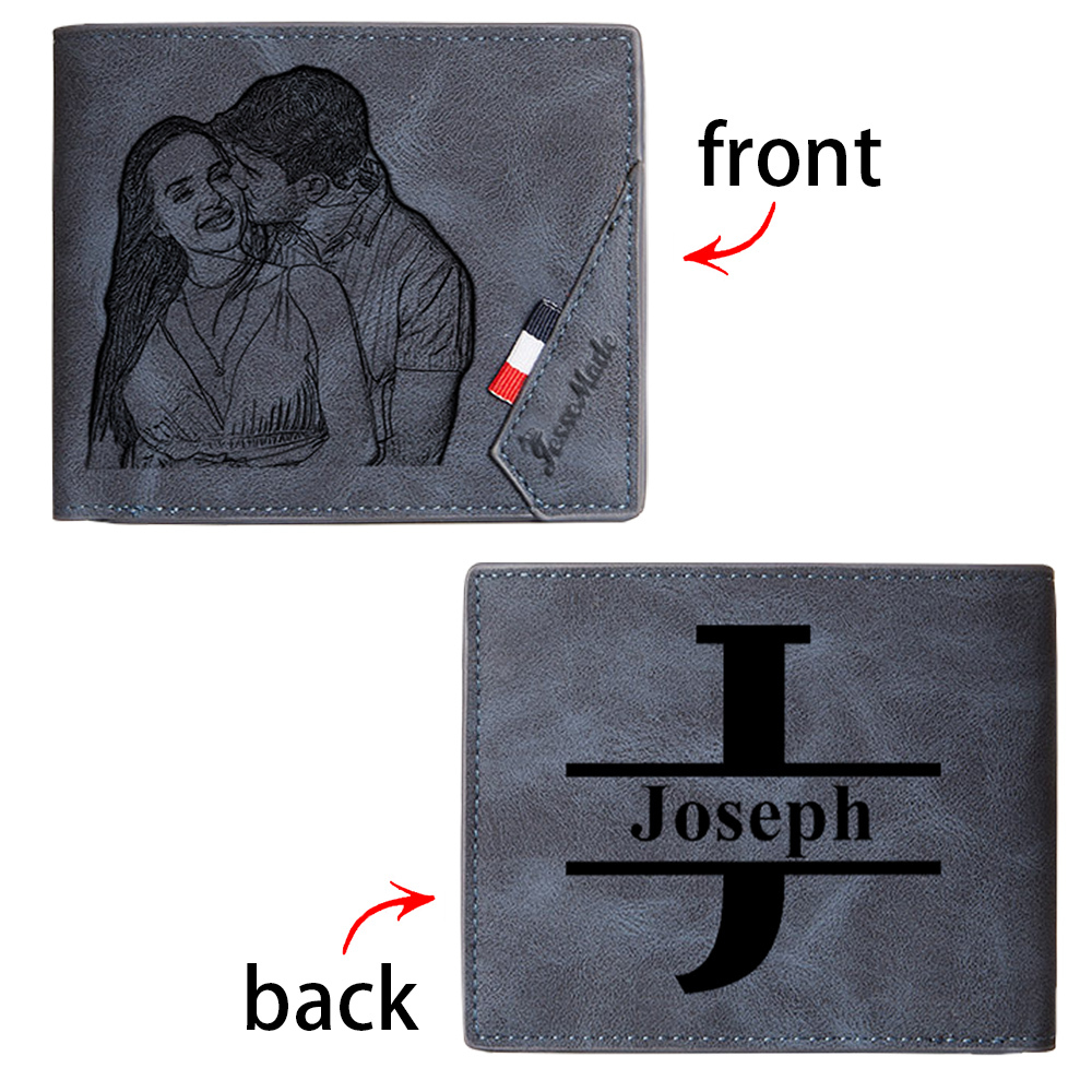 Personalized Wallet & Keychain Set – Customized Photo & Name Engravings - Unique Couple Gift | Jessemade