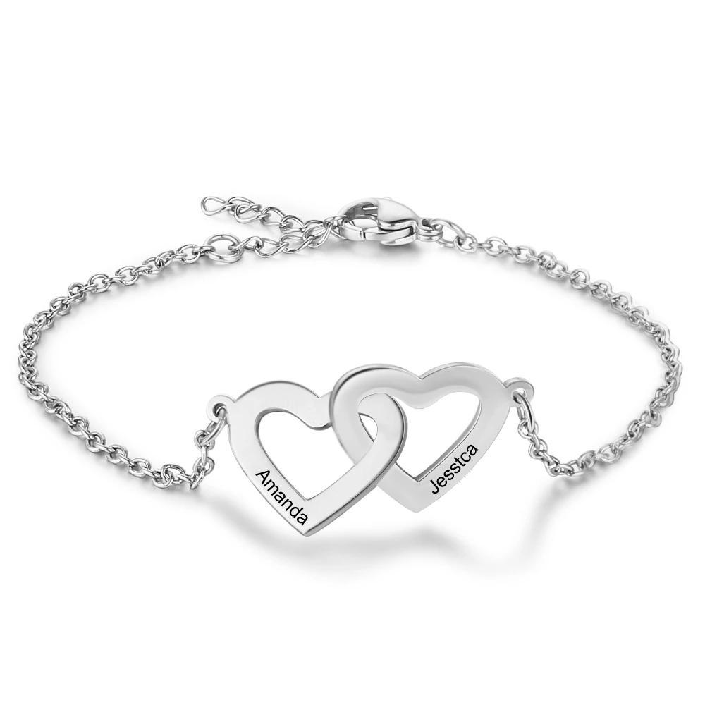 Custom Heart Bracelet With 2 Names Bracelet