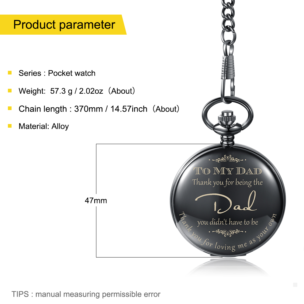 “Thank you for being the Dad you didn't have to be” Personalized Pocket Watch Gifts for Father
