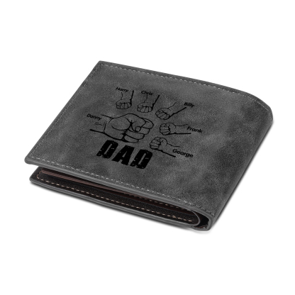 6 Names - Personalized Photo Custom Leather Men's Wallet as a Father's Day Gift for Dad
