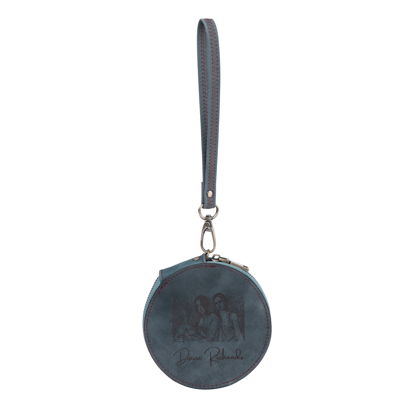 Personalized Photo Quality Leather Round Zipper Wallet Custom Text Wallet Gift for Her