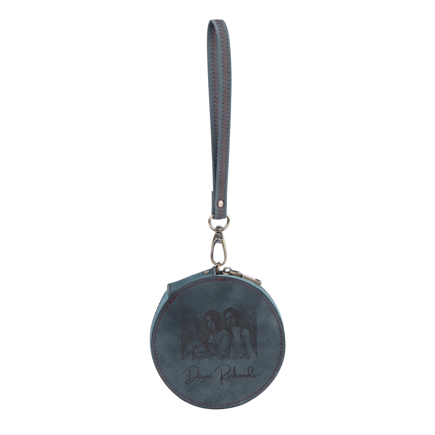 Personalized Photo Quality Leather Round Zipper Wallet Custom Text Wallet Gift for Her