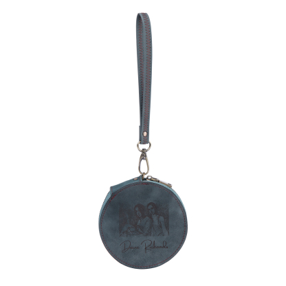 Personalized Photo Quality Leather Round Zipper Wallet Custom Text Wallet Gift for Her