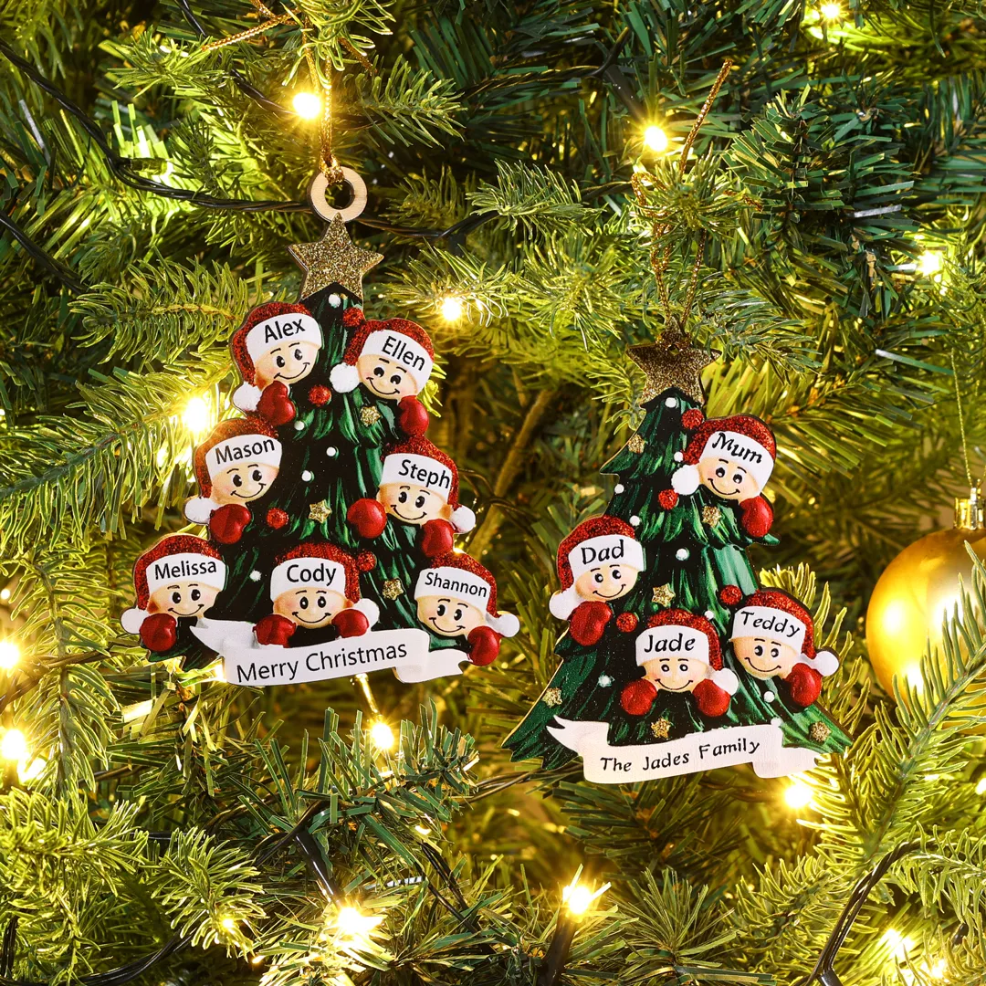 Family Christmas Ornament Custom 5 Names Hanging Ornament Gifts For Family
