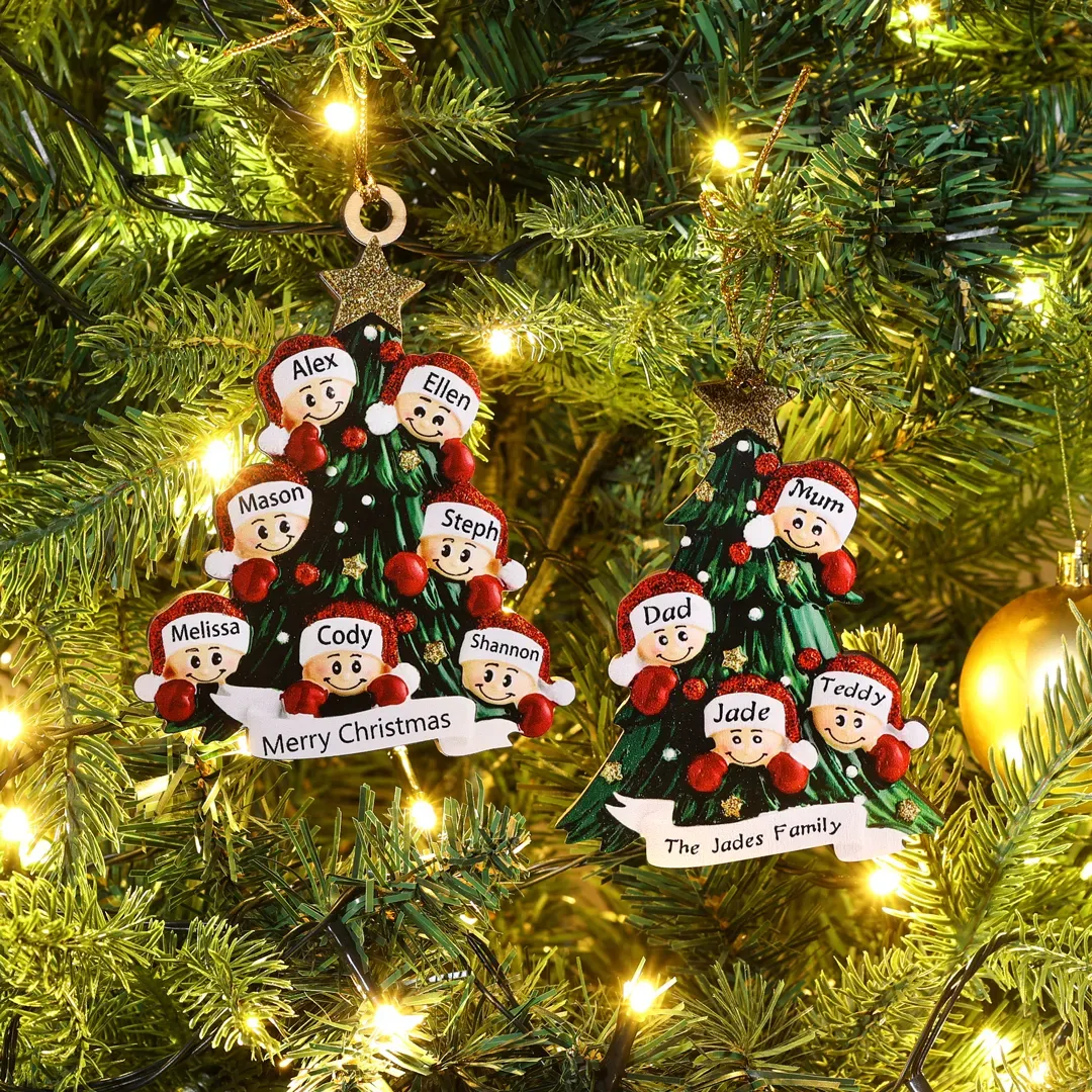 Family Christmas Ornament Custom 5 Names Hanging Ornament Gifts For Family