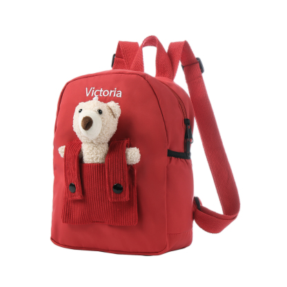 Personalized Bear Style School Bag Customized Name Canvas Kids Backpack Back to School Gift