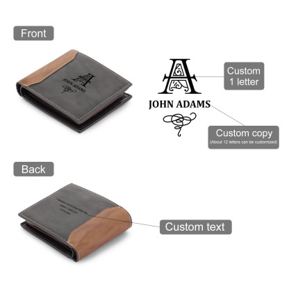 Personalized Leather Wallet Engraved Letter Short Purse Custom Folding Wallet Gifts For Men