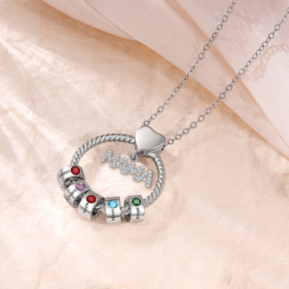 5 Names-Personalized Mom Necklace Set With  Premium Custom Necklace With 5 Birthstones Engraved Names Gift For Mother