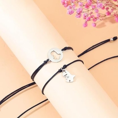 2 Pcs Dinosaur Bracelet Set with Cartoon Gift Card Adjustable Bracelet Back to School Gift for Schoolkids