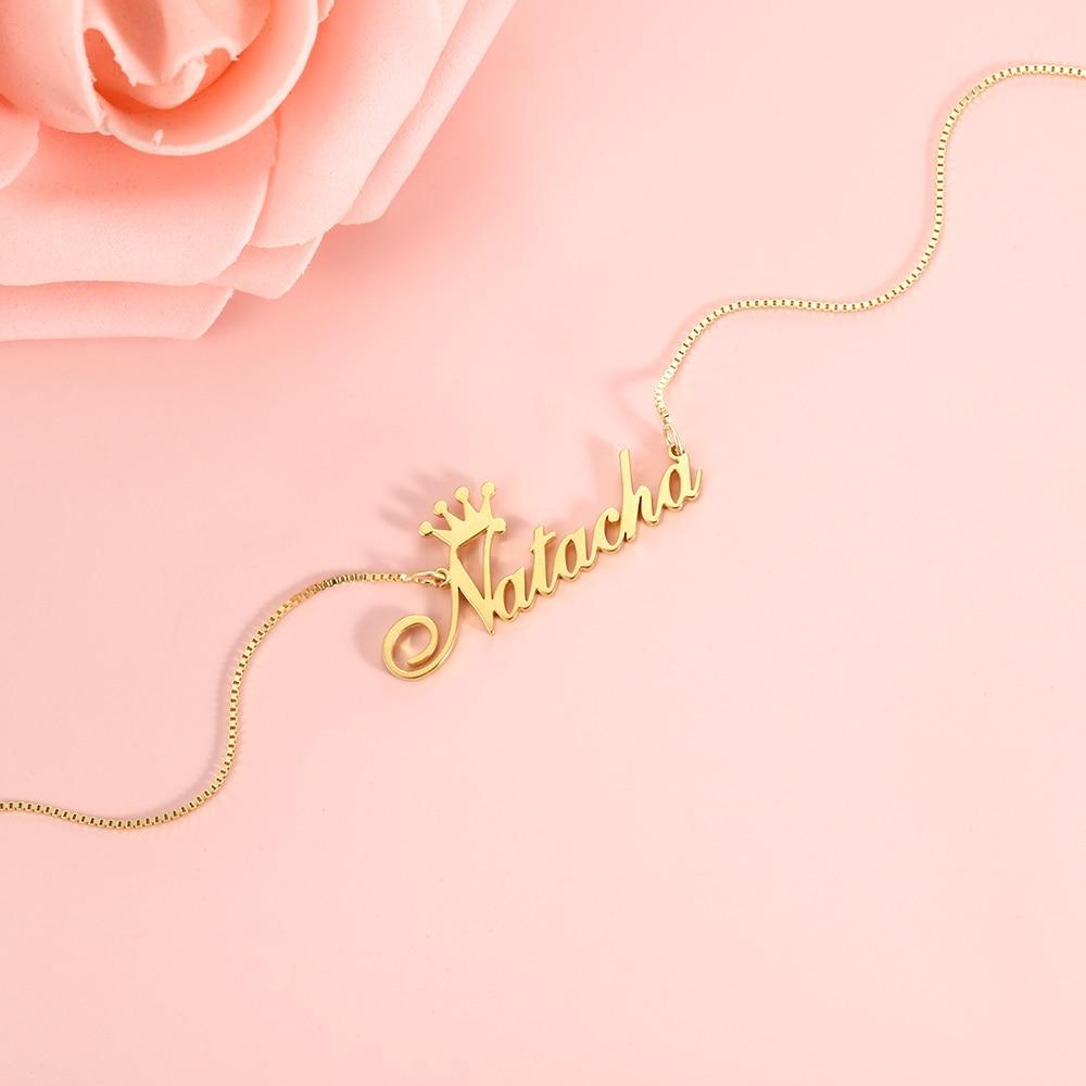 Personalized Crown Necklace Custom 1 Name Necklace Gift For Women