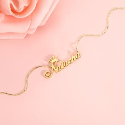 Personalized Crown Necklace Custom 1 Name Necklace Gift For Women