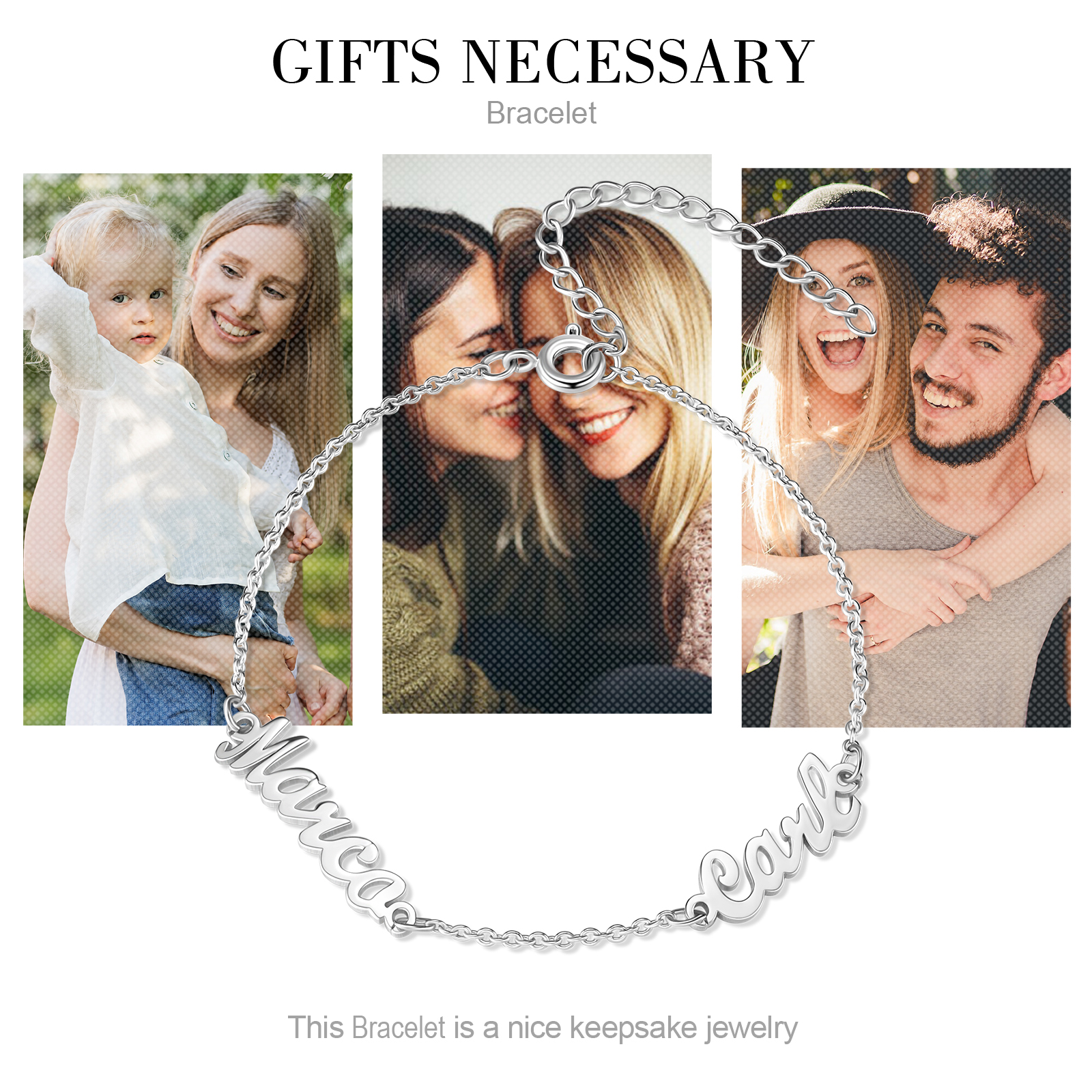 Personalized Family Name Bracelet Custom 2 Names Bracelet  Best Gift For Her