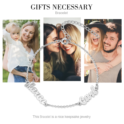 Personalized Family Name Bracelet Custom 2 Names Bracelet  Best Gift For Her