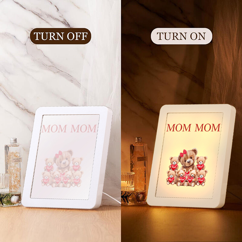 6 Names - Personalized Mum Home Bear Style Custom Text LED Night Light Gift for Mum