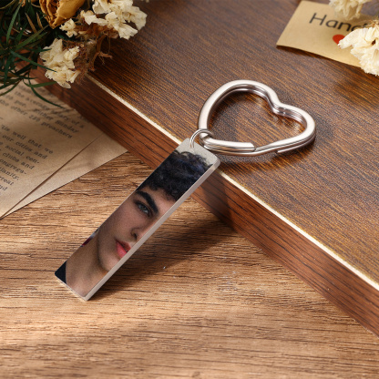 Personalized Photo Keychain Necklace Custom with Eyes Lips or Half Face Picture and Custom Text