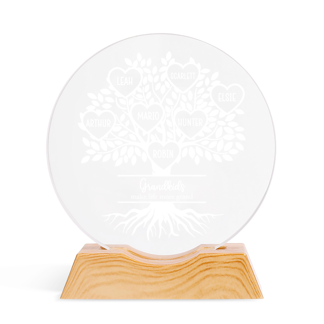 Personalized Crystal LED Night Light Family Tree Custom with 1–10 Names