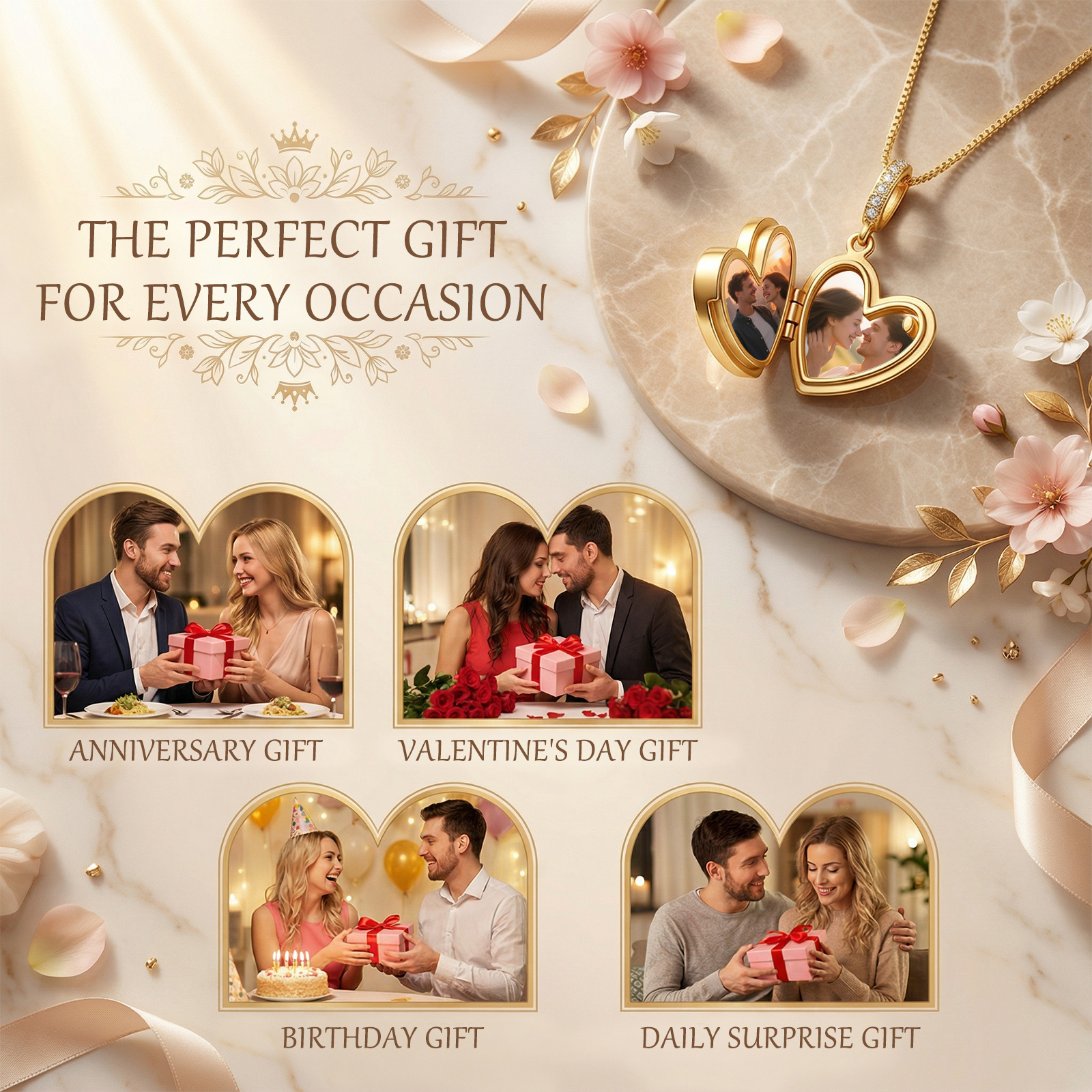 Personalized Heart Photo Locket Necklace for Her White Abalone Necklace