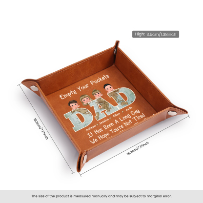Personalized PU Leather Valet Tray Custom with 1–6 Names and Kids for Dad Father’s Day Gift