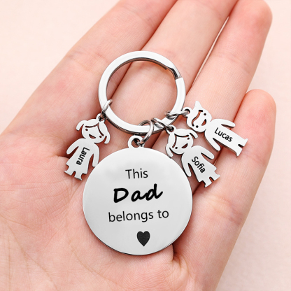3 Names-This Mom Belongs to...Custom Keychain with Name & Text