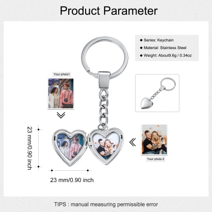 Personalized Photo Keychain Custom 2 Photos Gifts For Him