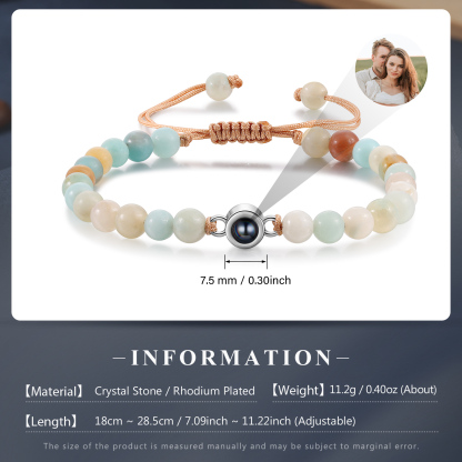 Personalized Couple Projection Beaded Bracelet Customized Photo Bracelet Adjustable Bracelet Personalized Gift
