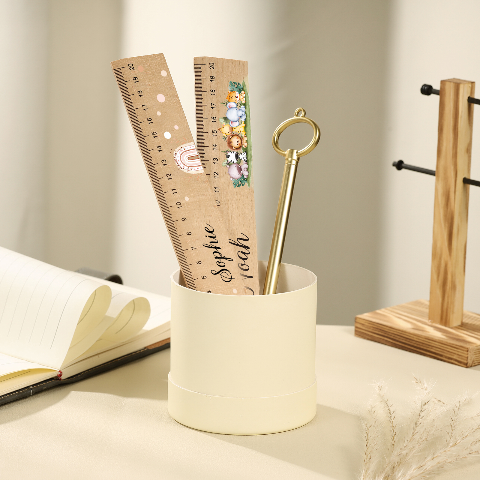 Personalized Custom 1 Letter and 3 Names Gift Set Custom Backpack and Pencil Case and Ruler Gift Set Back to School Gift for Daughter