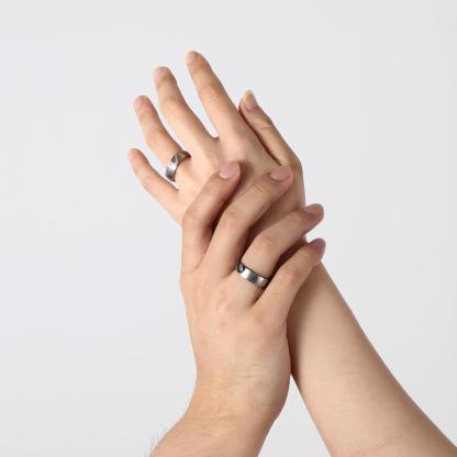 Promise Rings for Couples Heart Matching Ring Set Engravable Personalized his and her Ring Black