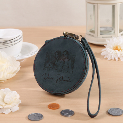 Jessemade UK Personalized Photo Quality Leather Round Zipper Wallet Custom Text Wallet Gift for Her 22.99 m1-t1