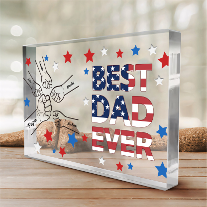 5 Names - Personalized Fist Family Acrylic Keepsake Customized Name Acrylic Home Decor Gift for Dad