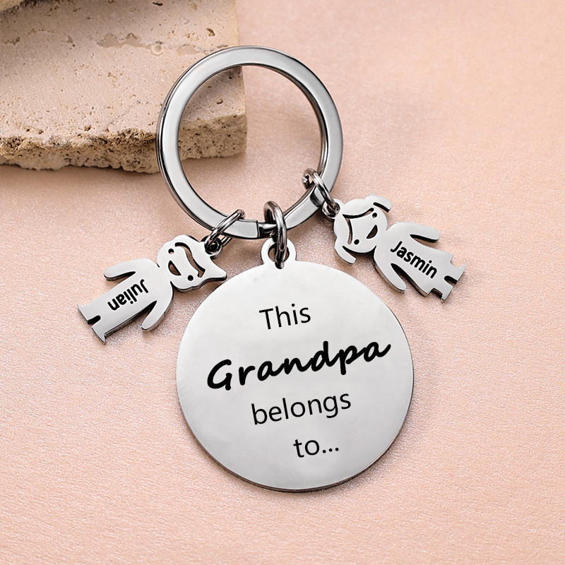 2 Names-This Mom Belongs to...Custom Keychain with Name & Text