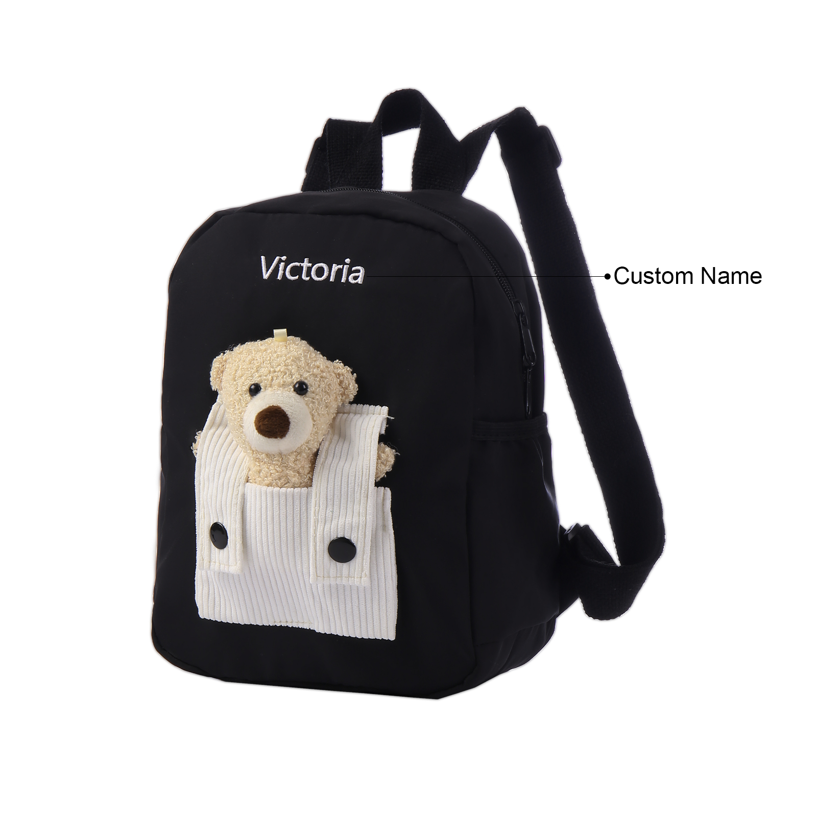 Personalized Bear Style School Bag Customized Name Canvas Kids Backpack Back to School Gift