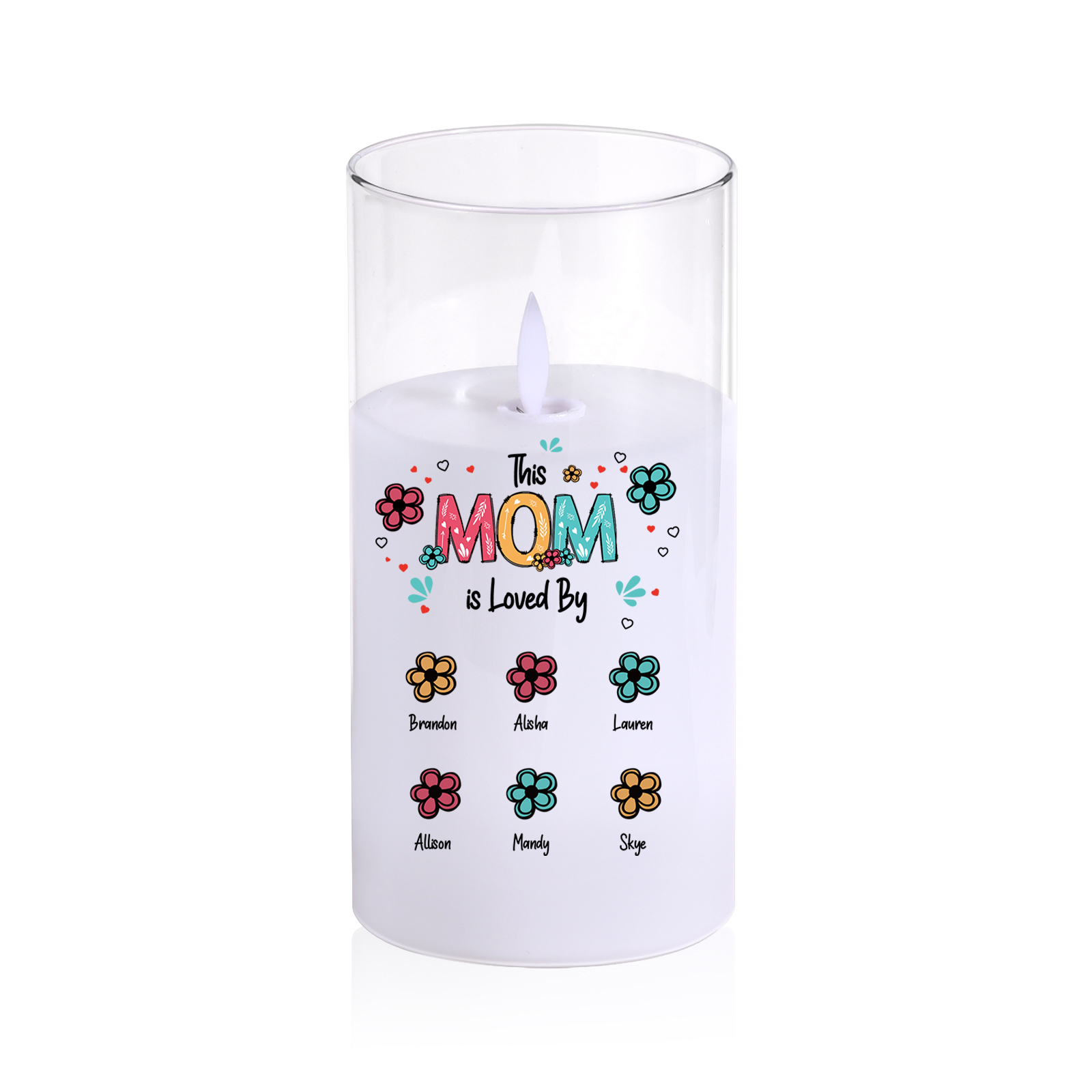 Personalized LED Glass Candle - This Mom Is Loved By