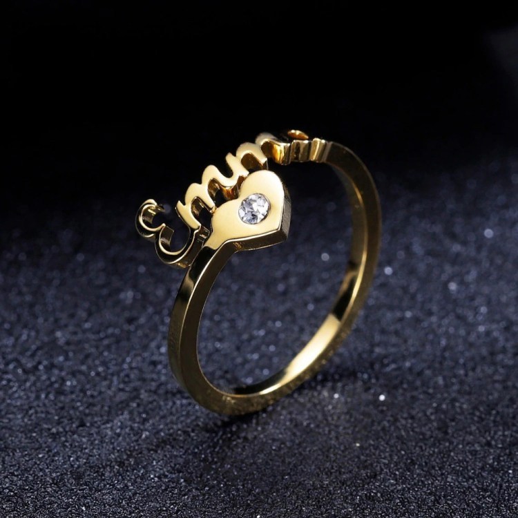 Personalized Heart Ring With Birthstone Custom 1 Name Ring Gifts For Her