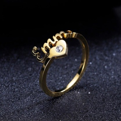 Personalized Heart Ring With Birthstone Custom 1 Name Ring Gifts For Her