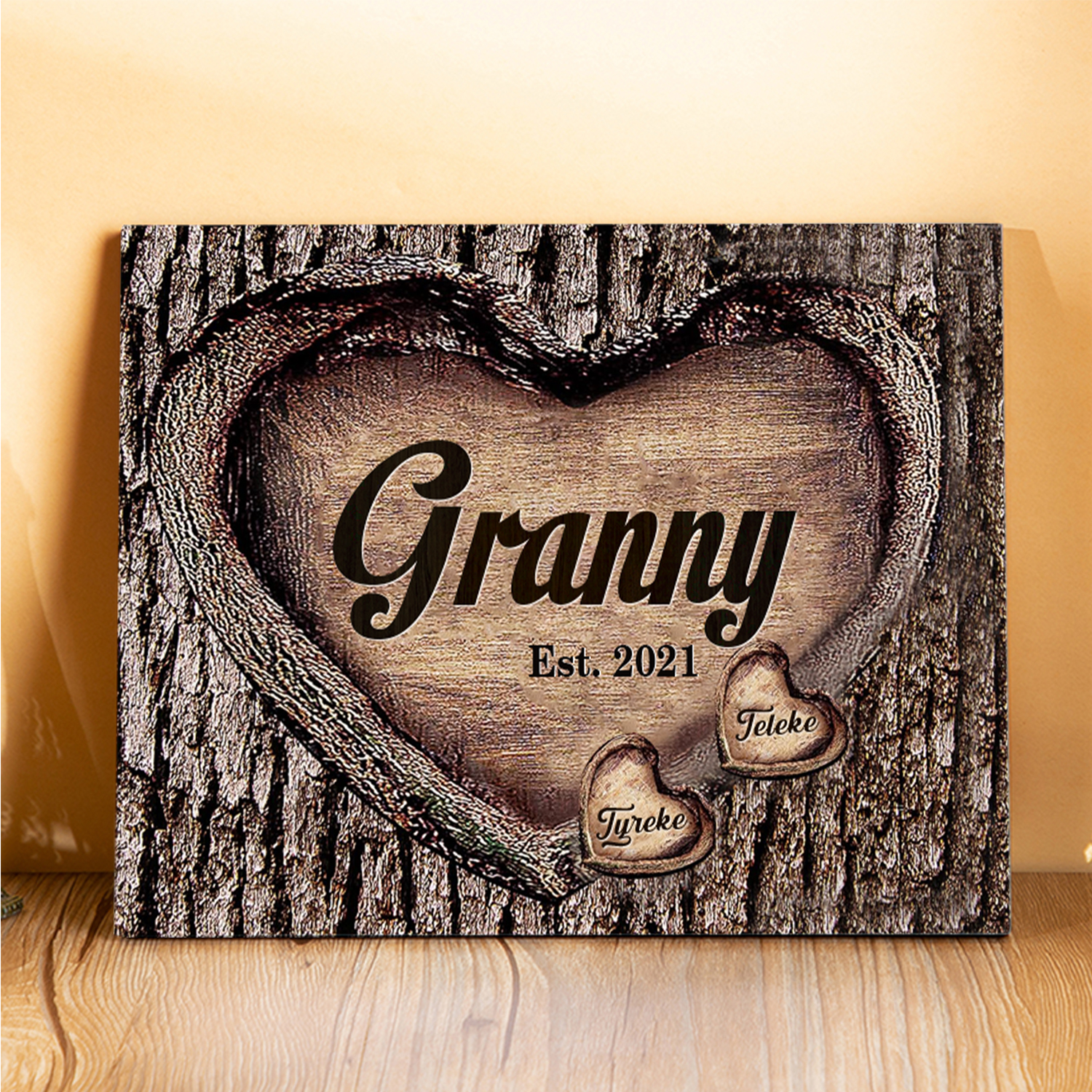 2 Names-Personalized Nana Wooden Ornament Custom Text And Date Home Decoration for Family