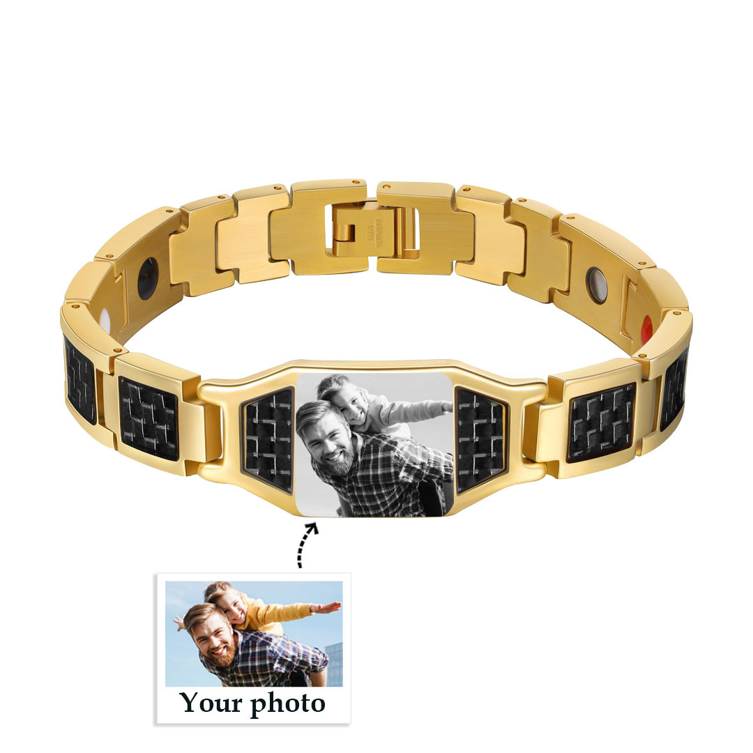 Personalized Bracelet Custom Photo ID Bar Men's Bracelet Bangle Gifts For Him