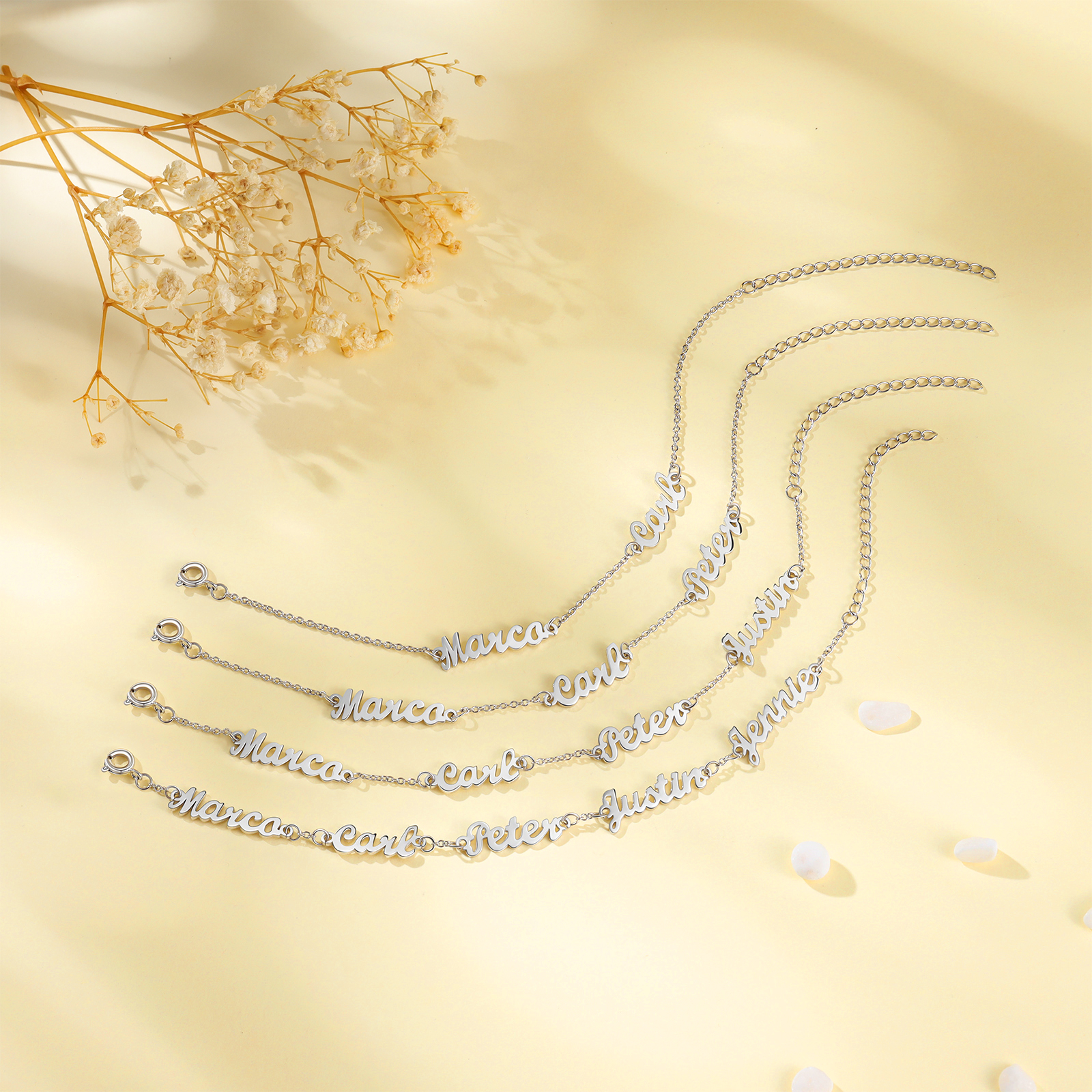 Personalized Family Name Bracelet Custom 2 Names Bracelet  Best Gift For Her