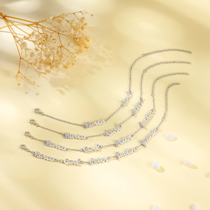 Personalized Family Name Bracelet Custom 2 Names Bracelet  Best Gift For Her