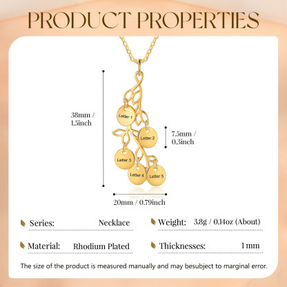 5 Letters - Personalized Special Leaf Pendant Necklace Beautiful Letter Necklace Gift for Her